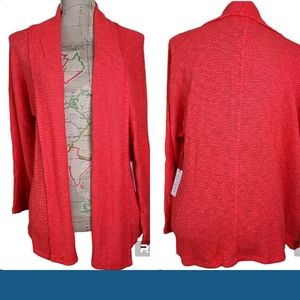 Velvet by Graham & Spencer Size Medium Orange Hibiscus Open Cardigan Sweater NWT